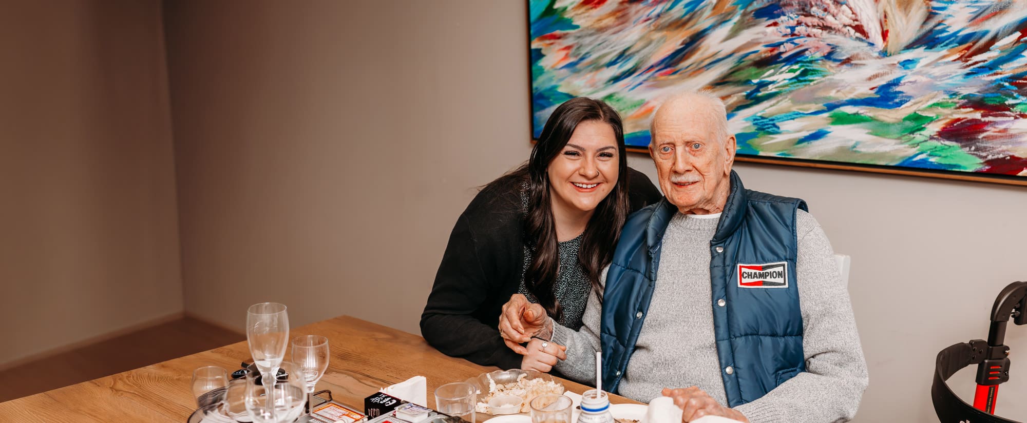 people enjoying dinner at the community center